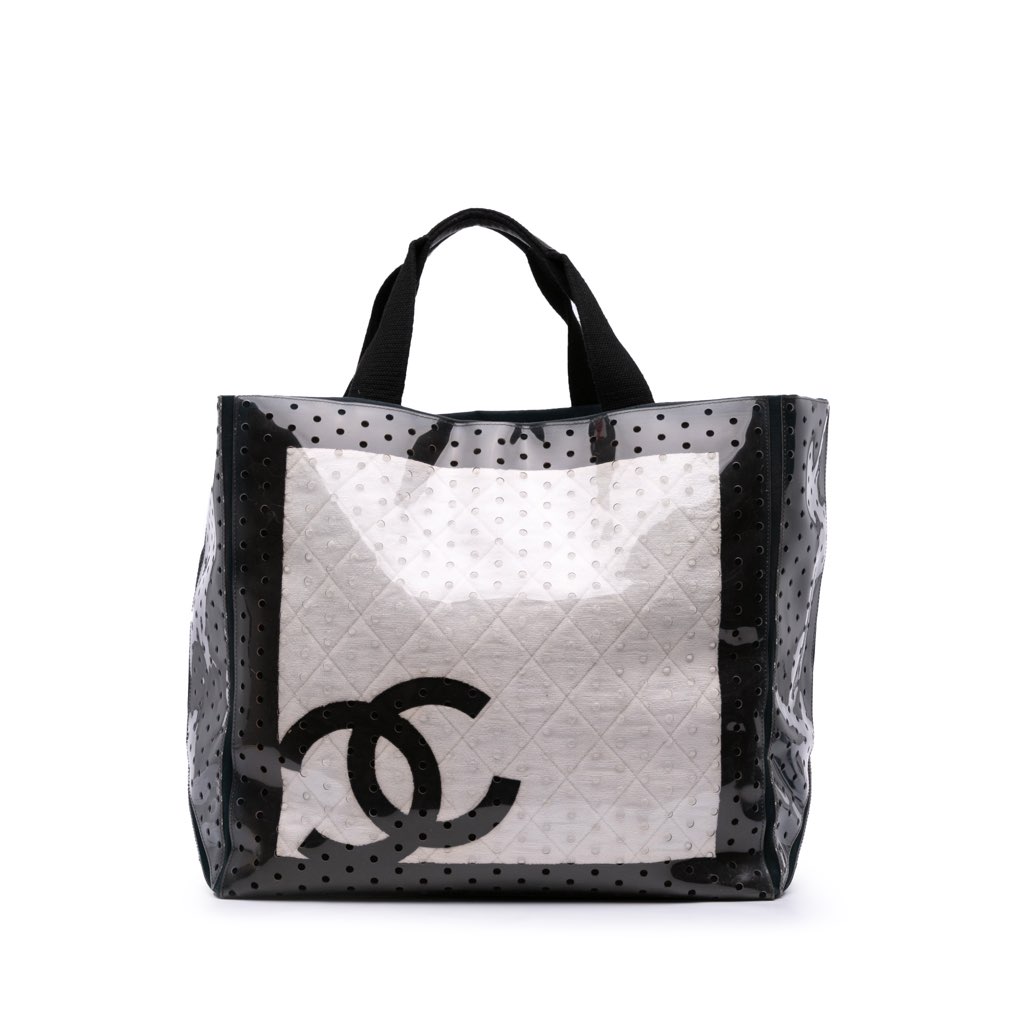 Chanel CC Quilted Cotton and PVC Punching Tote