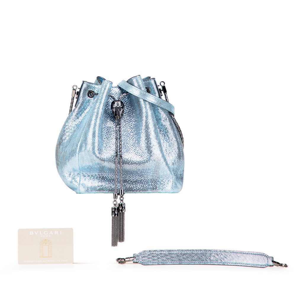 Bvlgari Metallic Karung Serpenti Forever Bucket Bag - Image 12