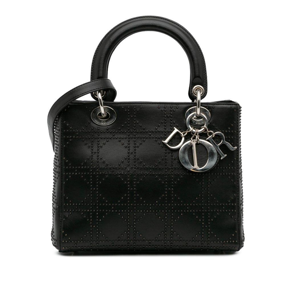 Dior Medium Calfskin Cannage Studded Lady Dior