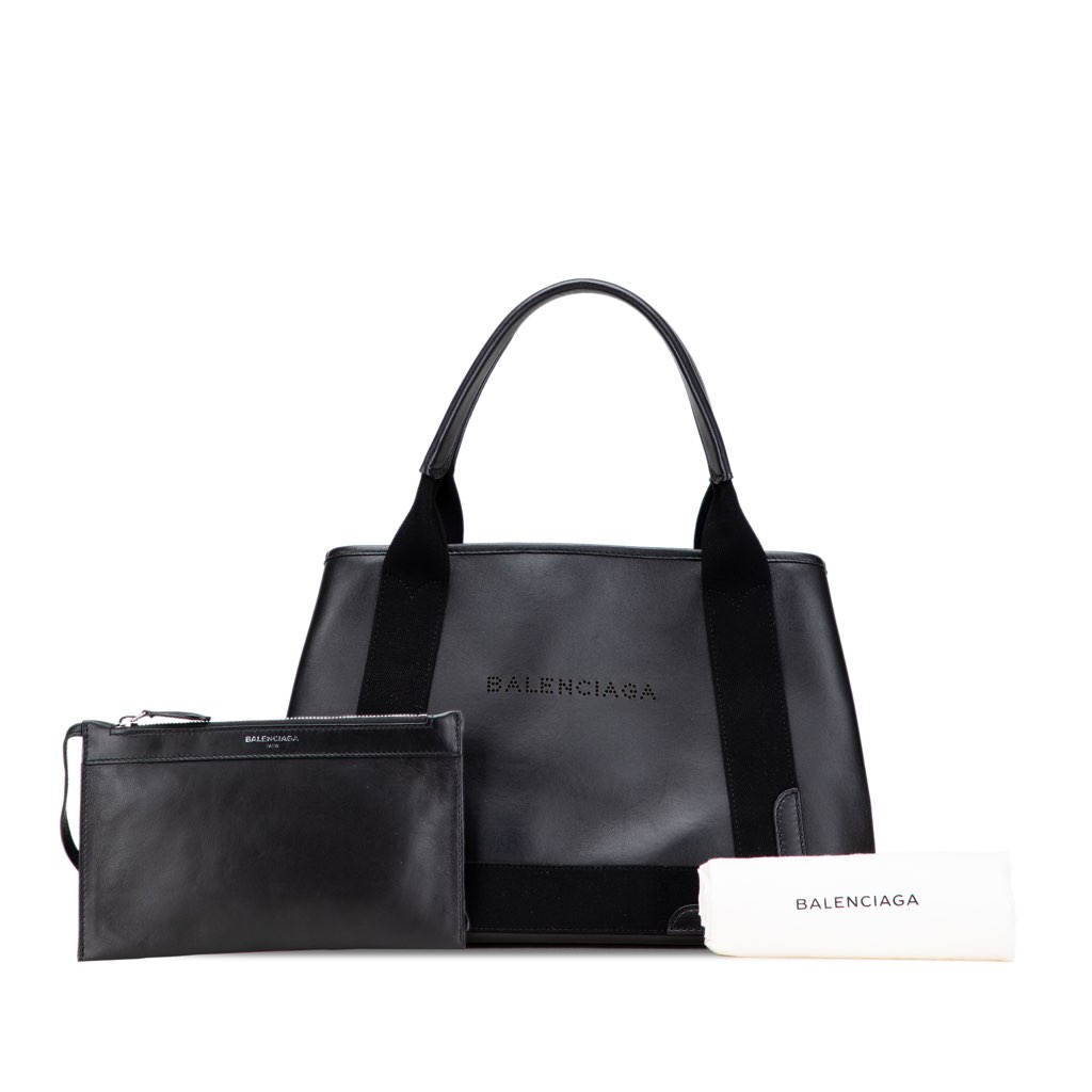 Balenciaga Calfskin Perforated Navy Cabas S Tote - Image 13