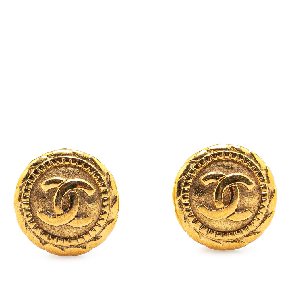 Chanel Gold Plated CC Clip On Earrings