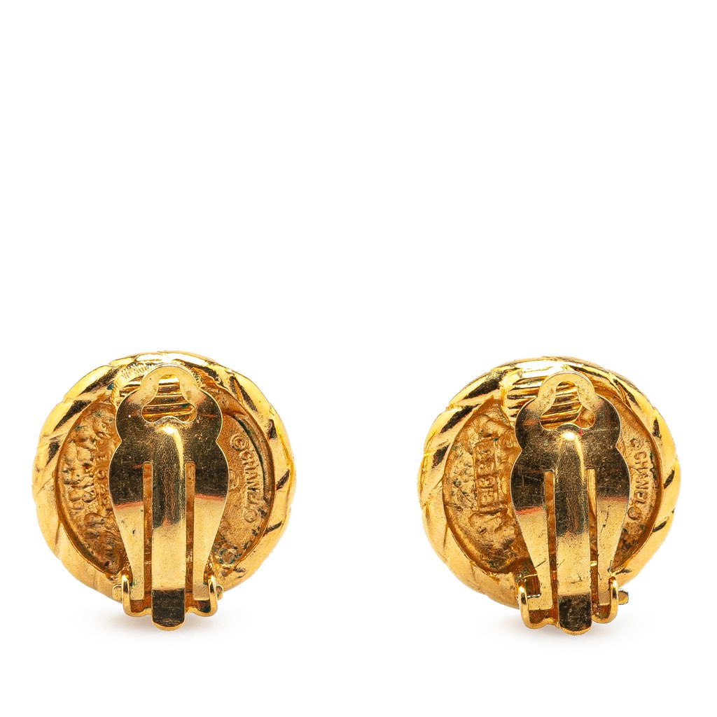 Chanel Gold Plated CC Clip On Earrings - Back view