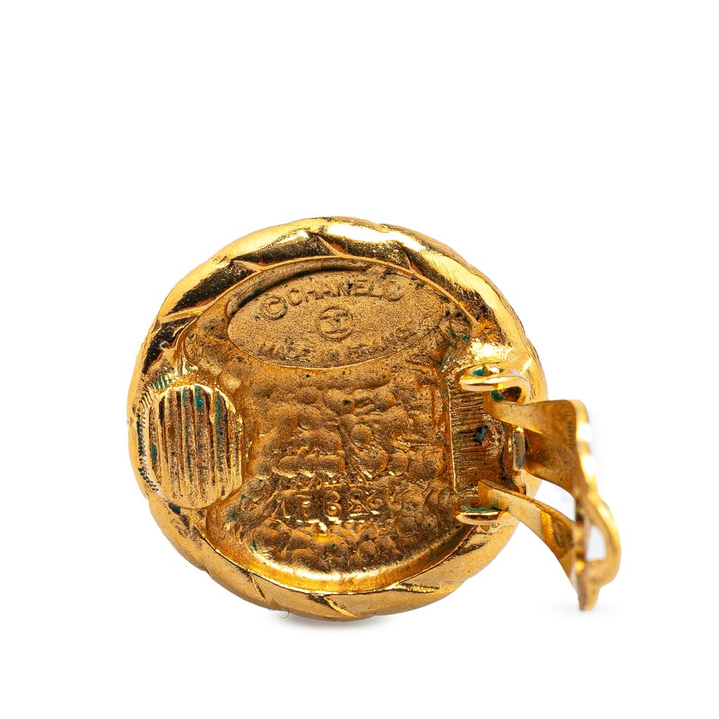 Chanel Gold Plated CC Clip On Earrings - Image 6
