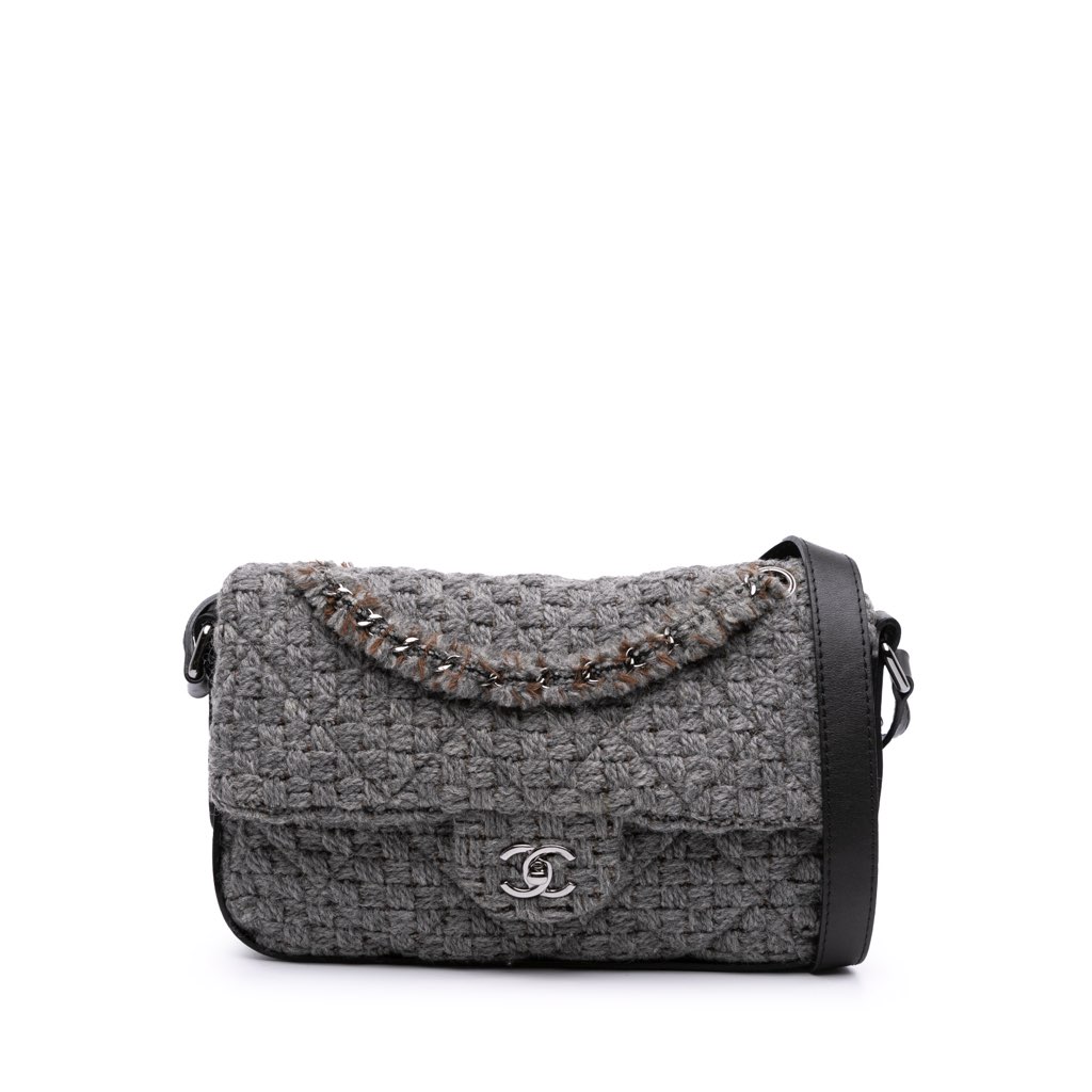 Chanel Quilted Wool and Calfskin Single Flap