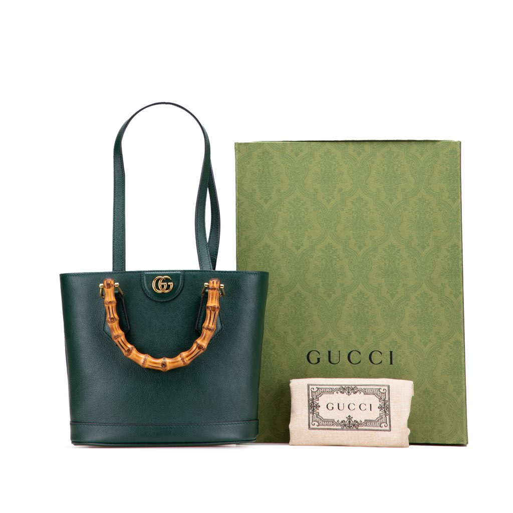 Gucci Small Calfskin Bamboo Diana Convertible Bucket Bag - Image 13