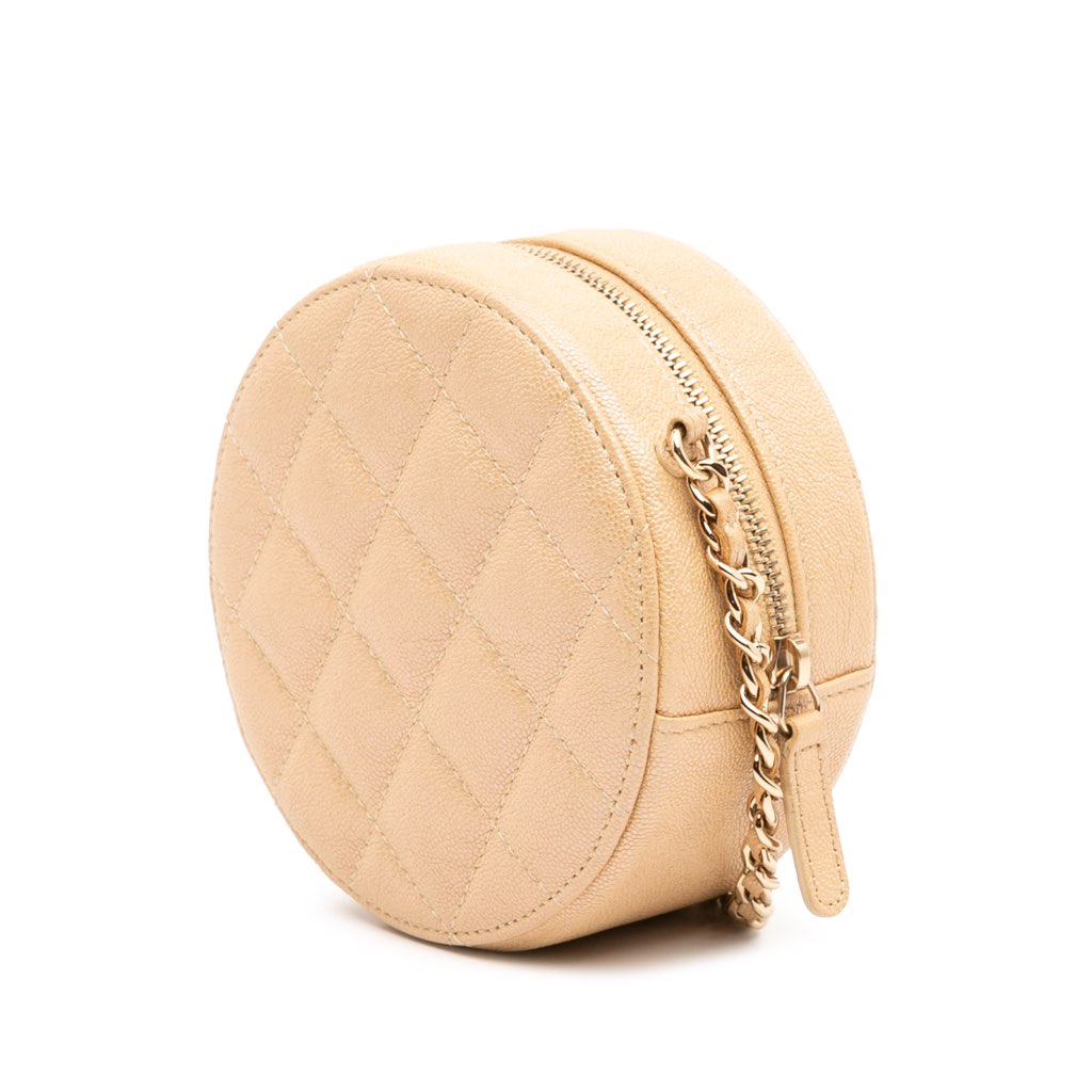 Chanel Quilted Caviar Round Clutch With Chain - 2