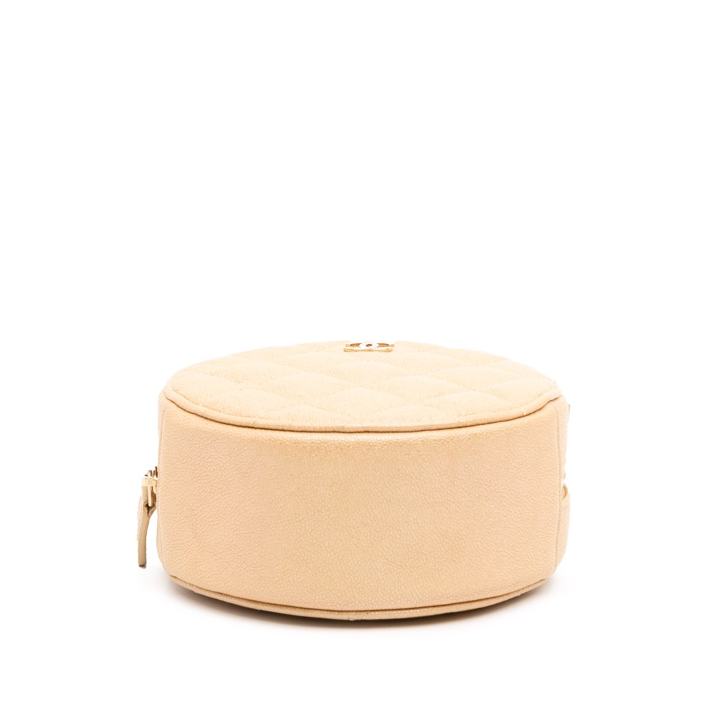 Chanel Quilted Caviar Round Clutch With Chain - 3