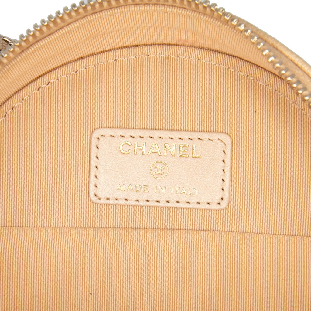 Chanel Quilted Caviar Round Clutch With Chain - 5