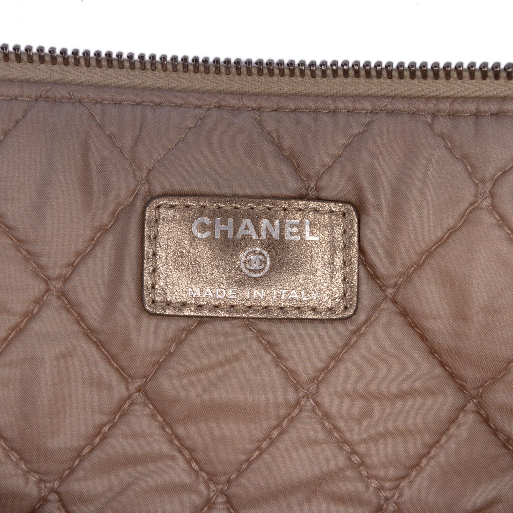 Chanel Large Quilted Metallic Lambskin O Case Clutch - 5
