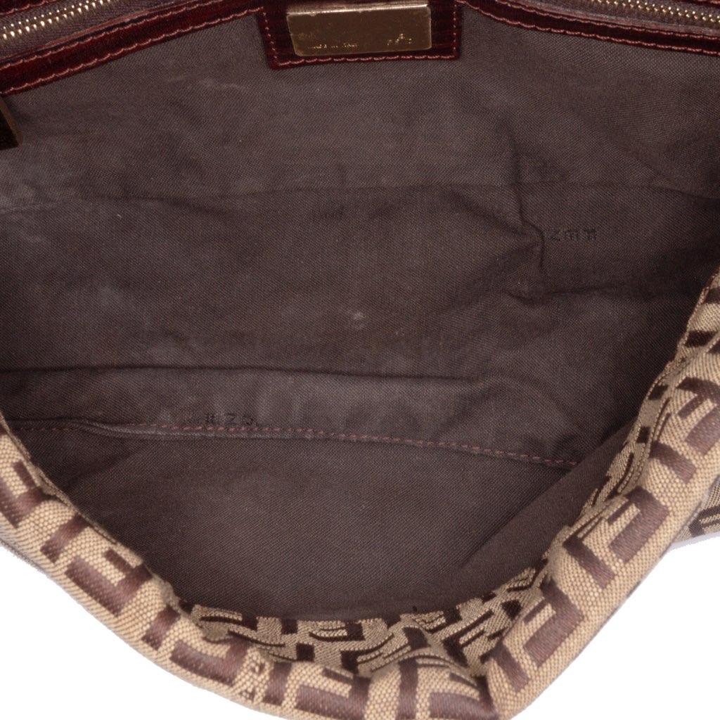 Fendi Zucchino Canvas Double Flap Chain Shoulder Bag - 4