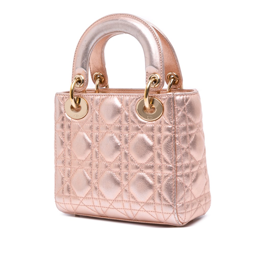 Dior Mini Metallic Lambskin Cannage Lady Dior - 2
