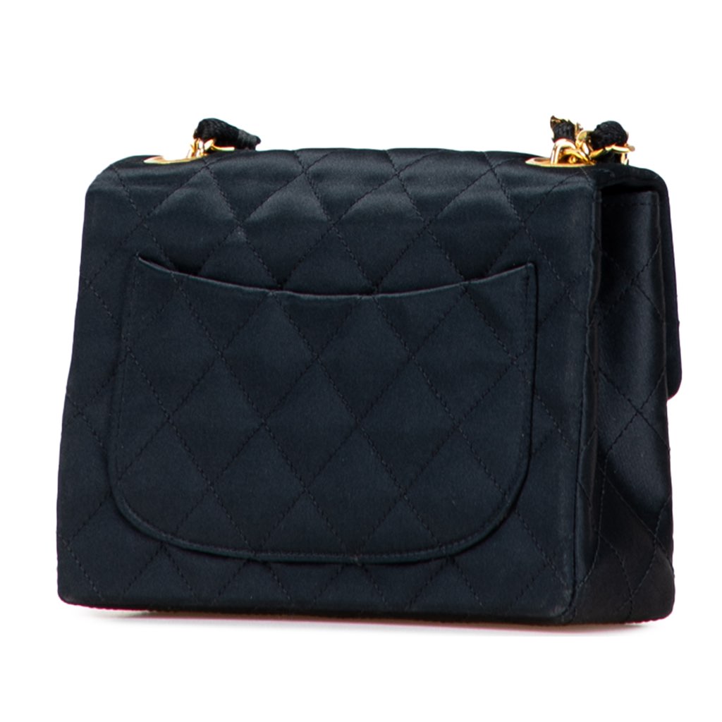 Chanel Mini Square Quilted Satin Single Flap - Back view