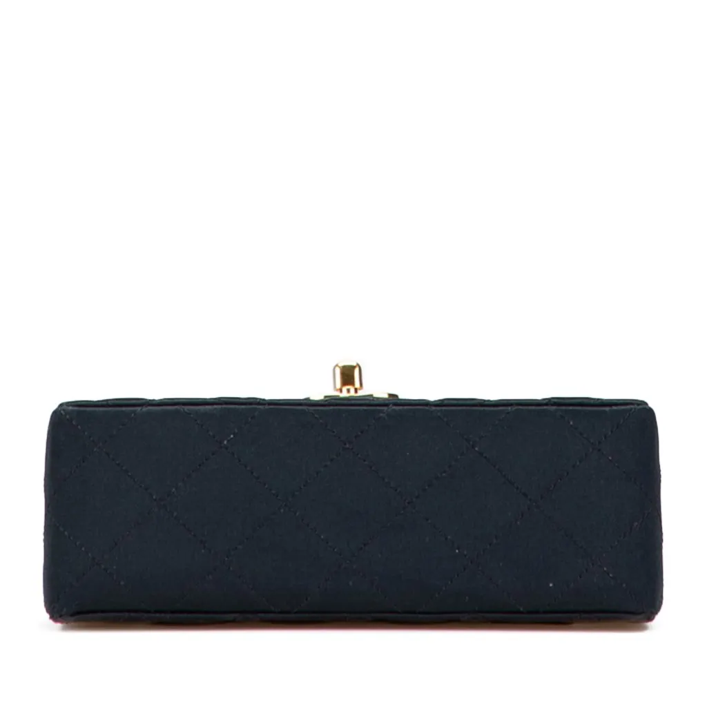 Chanel Mini Square Quilted Satin Single Flap Black Satin Good - Inside View