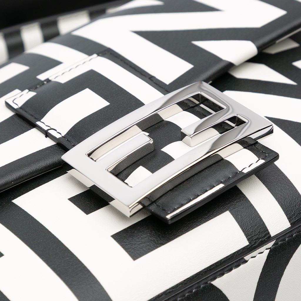 Fendi Marc Jacobs Nappa Vitello King Logo Print Baguette Satchel - Image 10