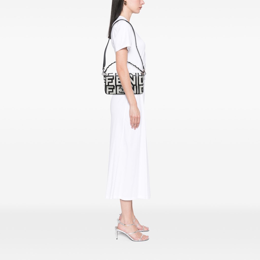 Fendi Marc Jacobs Nappa Vitello King Logo Print Baguette Satchel - Image 11