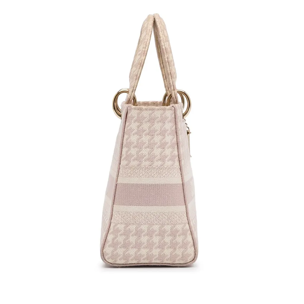 Dior Small Houndstooth Lady D-Lite Pink Canvas Very good - Model View