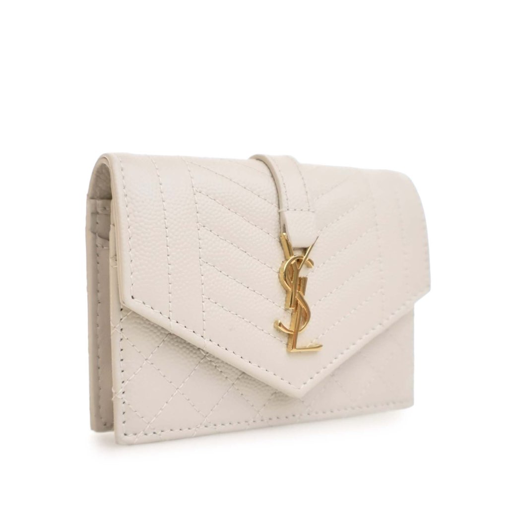 Saint Laurent Grain De Poudre Triquilt Monogram Envelope Wallet - 3
