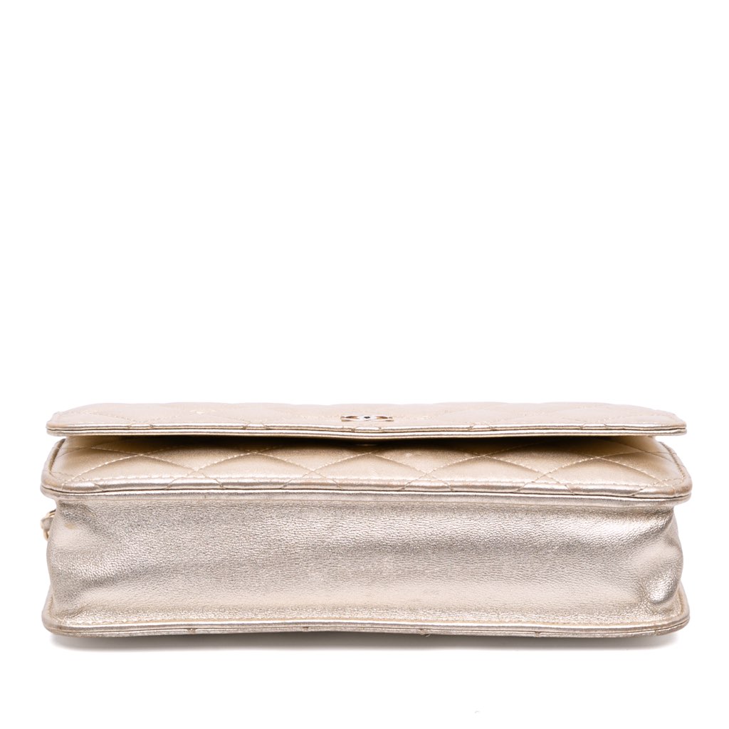 Chanel CC Metallic Quilted Lambskin Wallet on Chain - 3