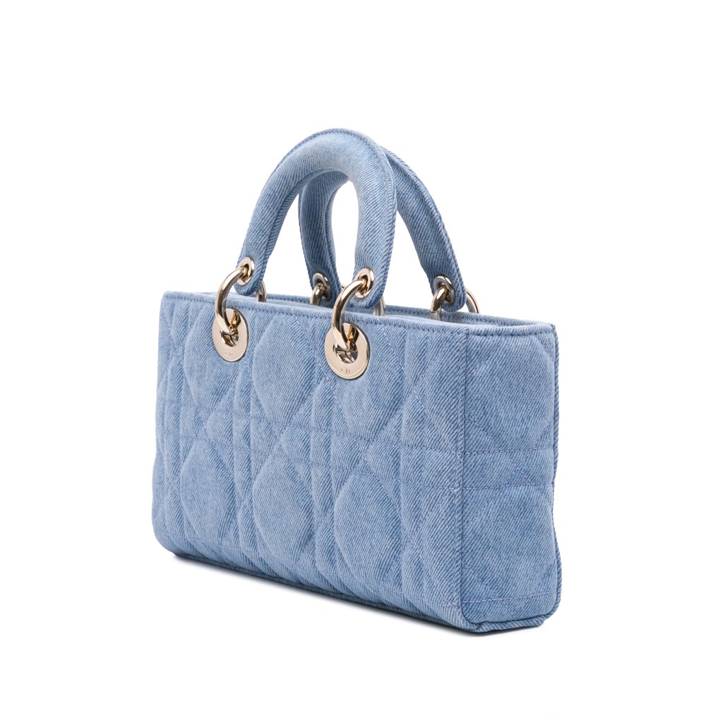 Dior Medium Denim Macrocannage Lady D Joy Satchel - Back view