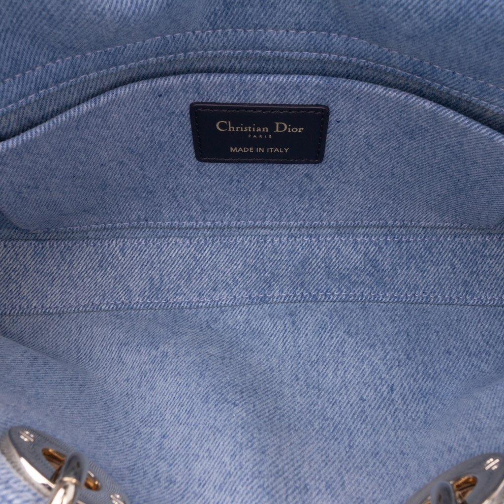 Dior Medium Denim Macrocannage Lady D Joy Satchel - 4