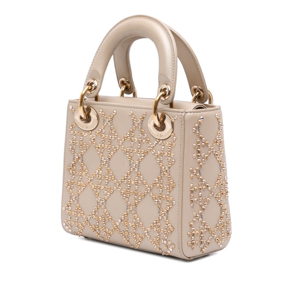 Dior Mini Beaded Metallic Lambskin Cannage Lady Dior - 2