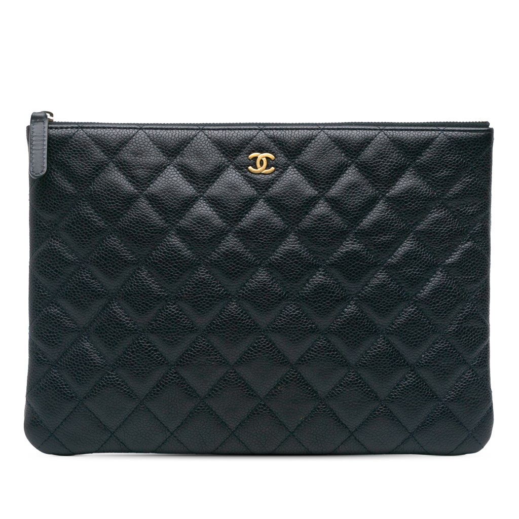 Chanel Medium Quilted Caviar O Case Clutch