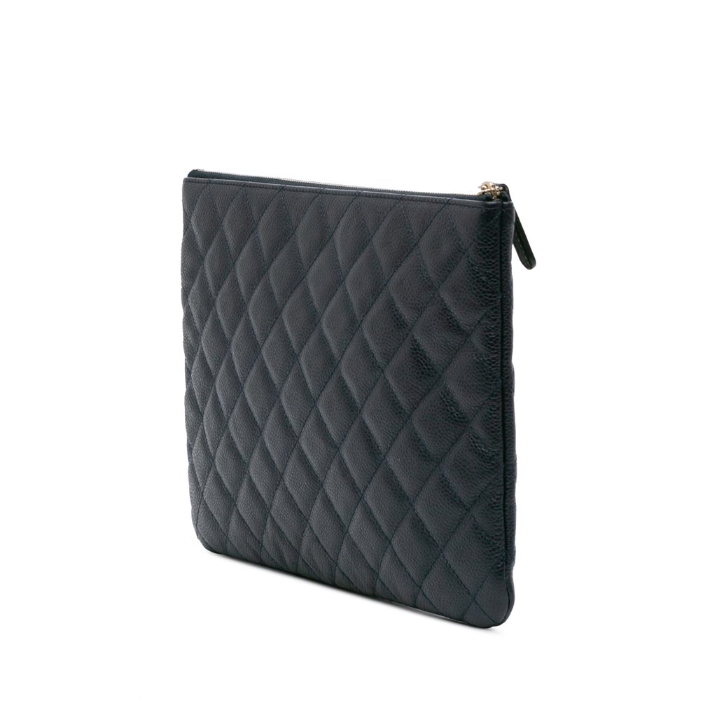 Chanel Medium Quilted Caviar O Case Clutch - Back view