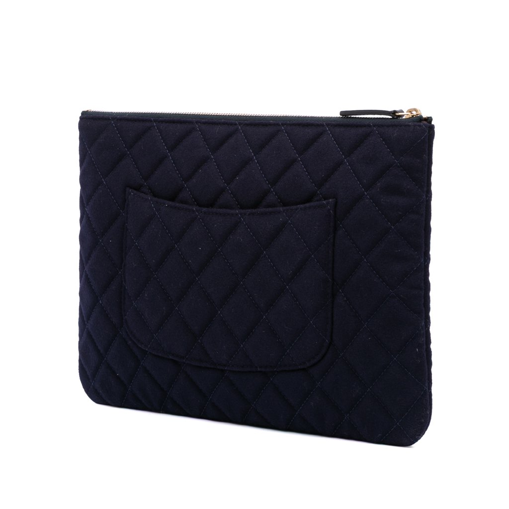 Chanel Paris Hamburg Medium Quilted Wool Coco Sailor Charms O Case Clutch - 2