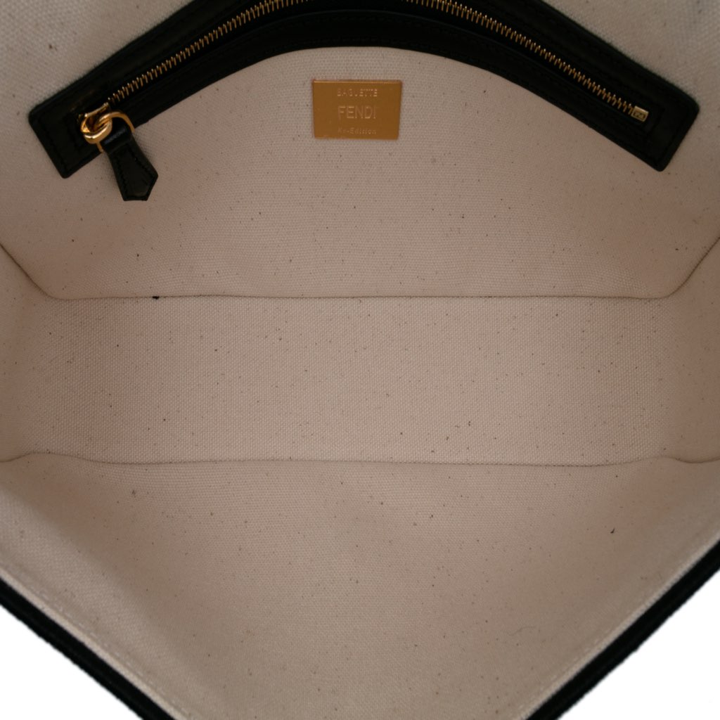 Fendi Chinese Valentines Day Zucca Embroidered Canvas Baguette Satchel - 4