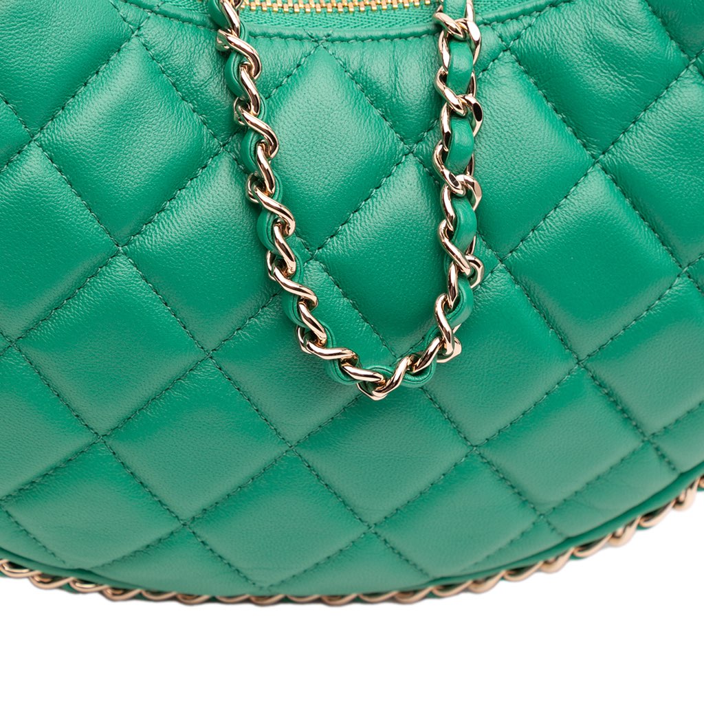 Chanel Small Quilted Lambskin Chain Around Hook Hobo Bag - Image 13