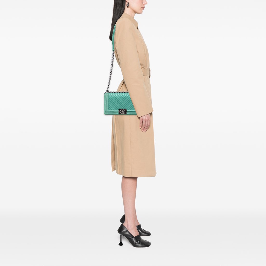 Chanel New Medium Braided Chevron Lambskin Boy Flap - Image 13