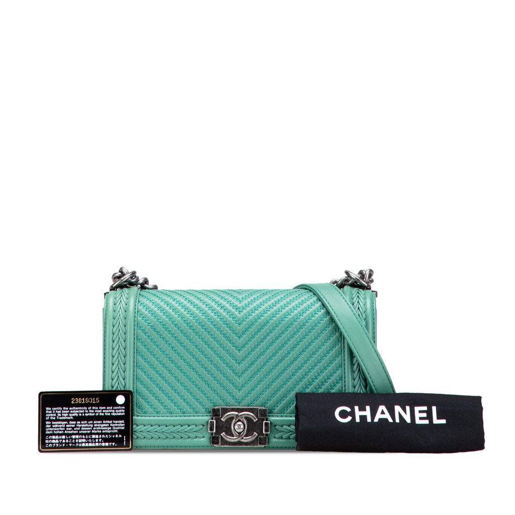 Chanel New Medium Braided Chevron Lambskin Boy Flap - Image 14