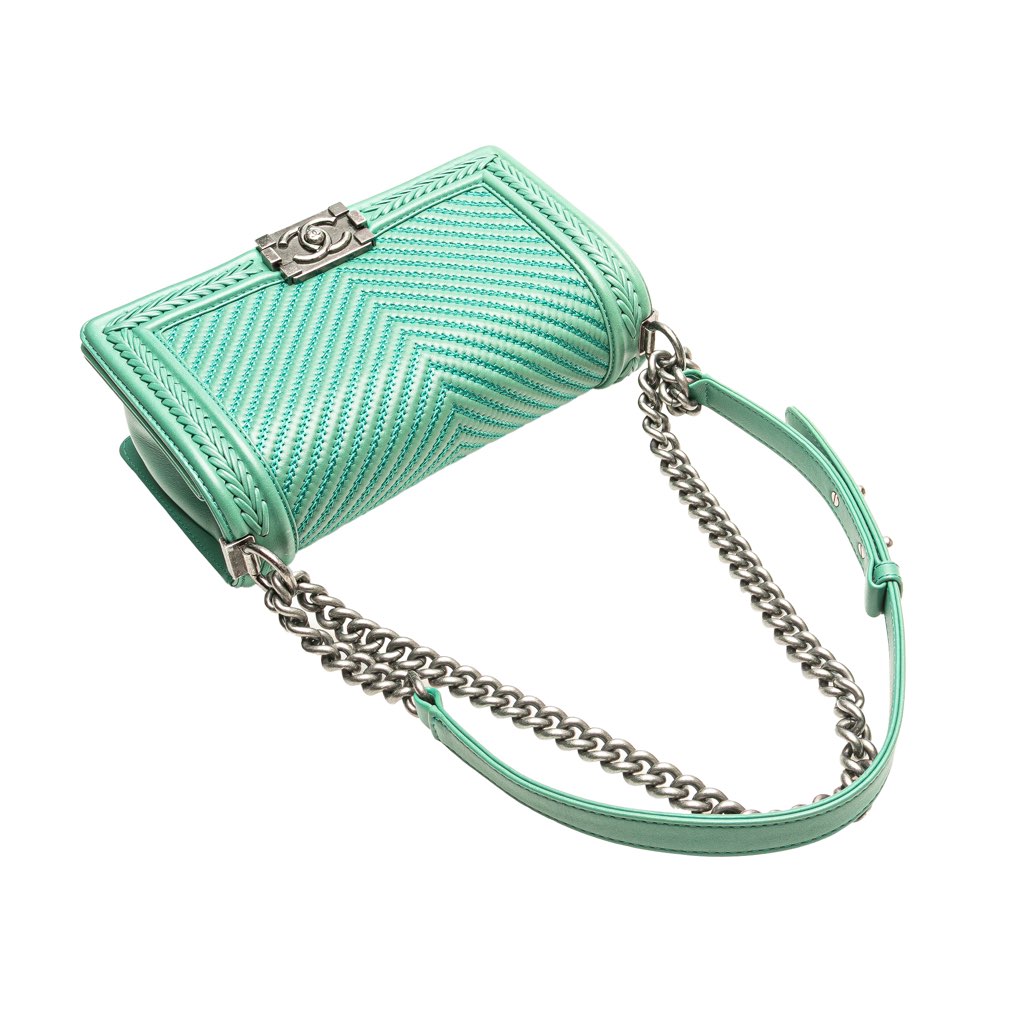 Chanel New Medium Braided Chevron Lambskin Boy Flap - Image 12