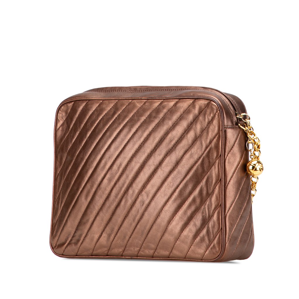 Chanel CC Diagonal Quilted Metallic Lambskin Camera Bag - 2