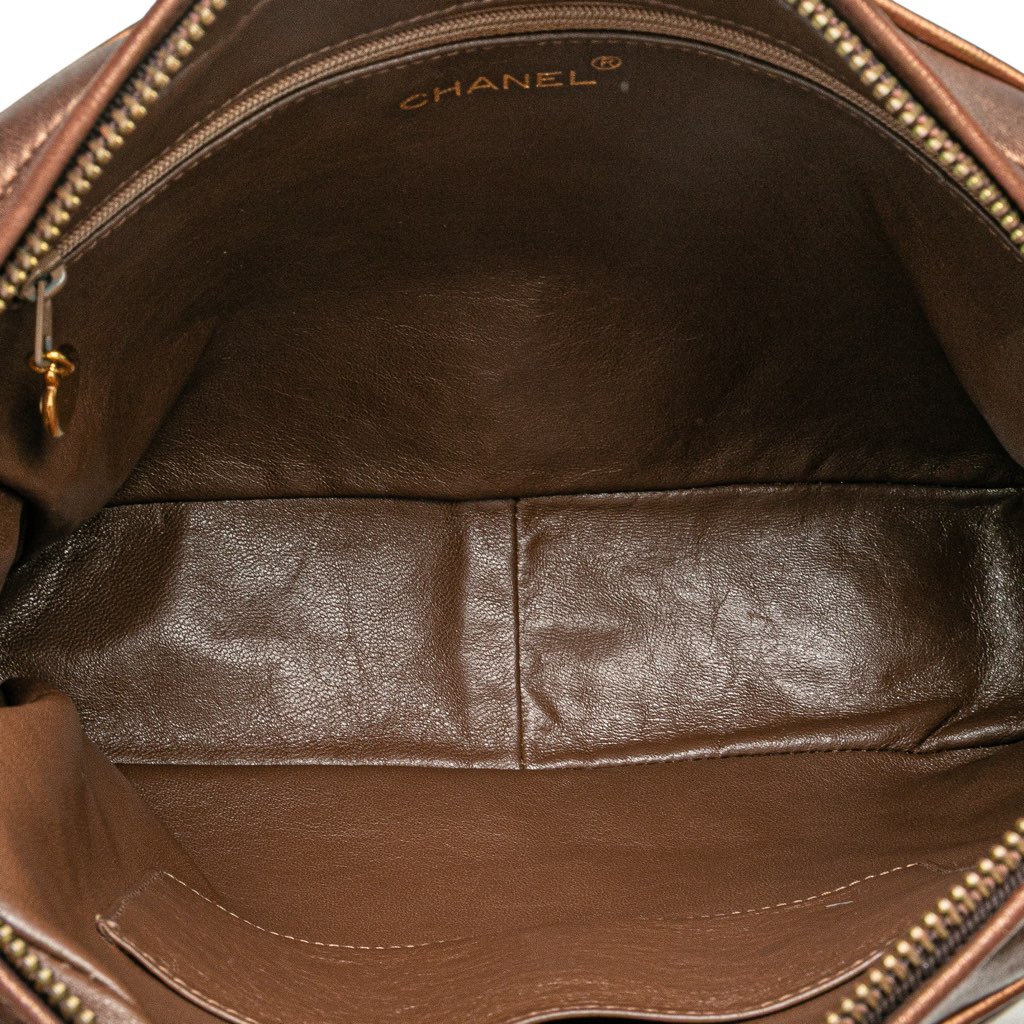 Chanel CC Diagonal Quilted Metallic Lambskin Camera Bag - 4