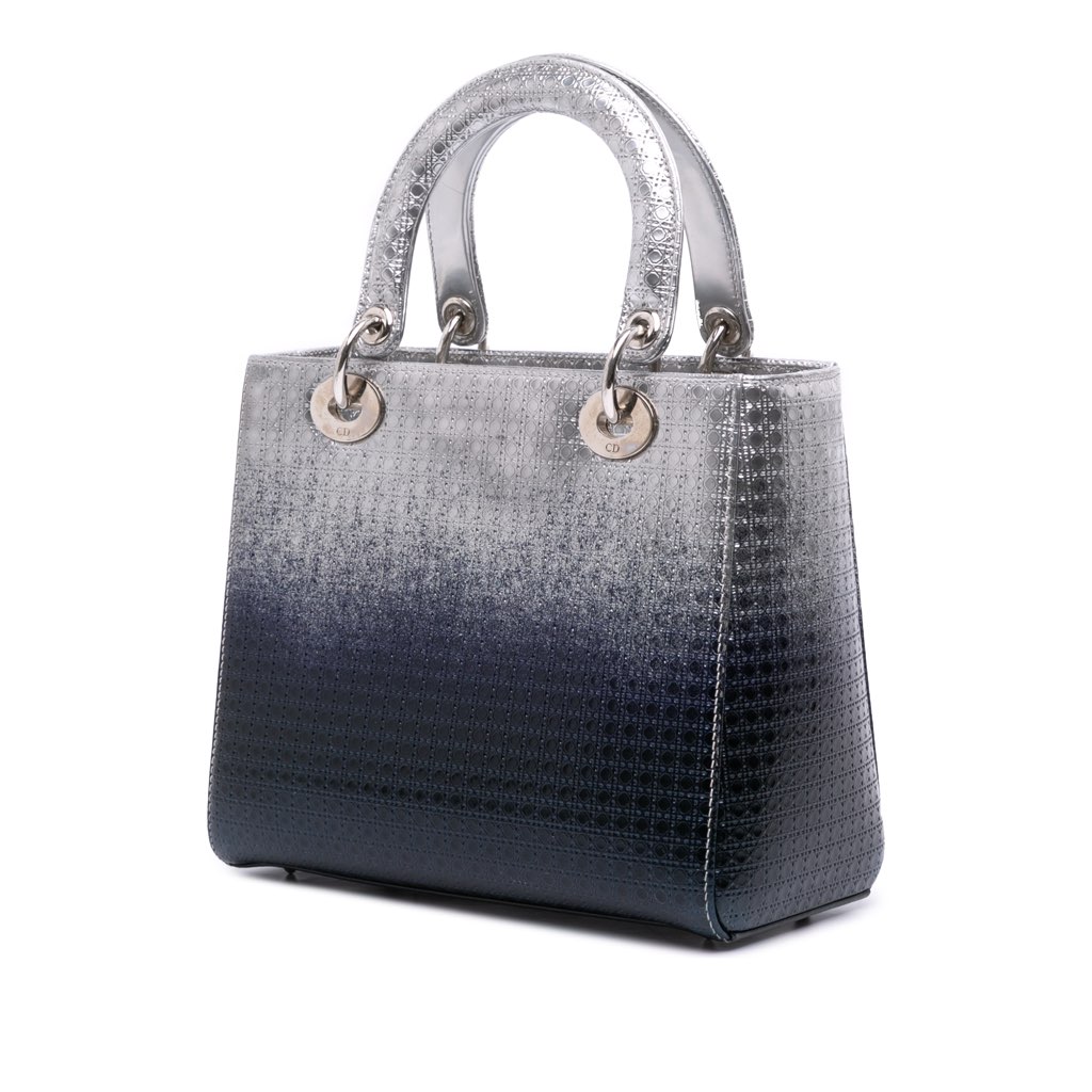 Dior Medium Ombre Metallic Patent Microcannage Lady Dior - Back view