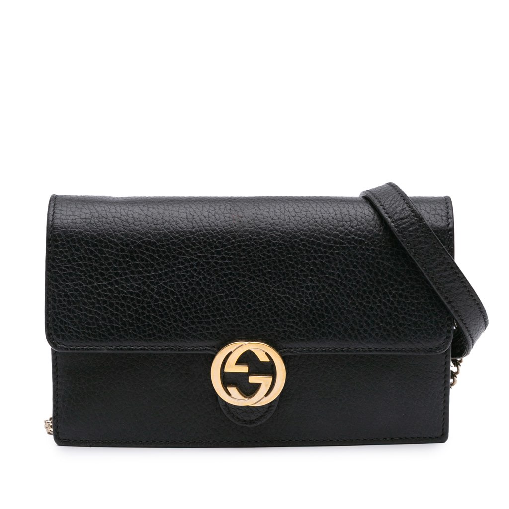Gucci Leather Interlocking G Dollar Wallet on Chain