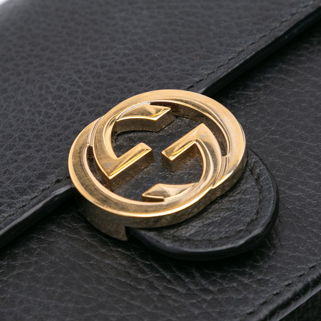 Gucci Leather Interlocking G Dollar Wallet on Chain - Side view