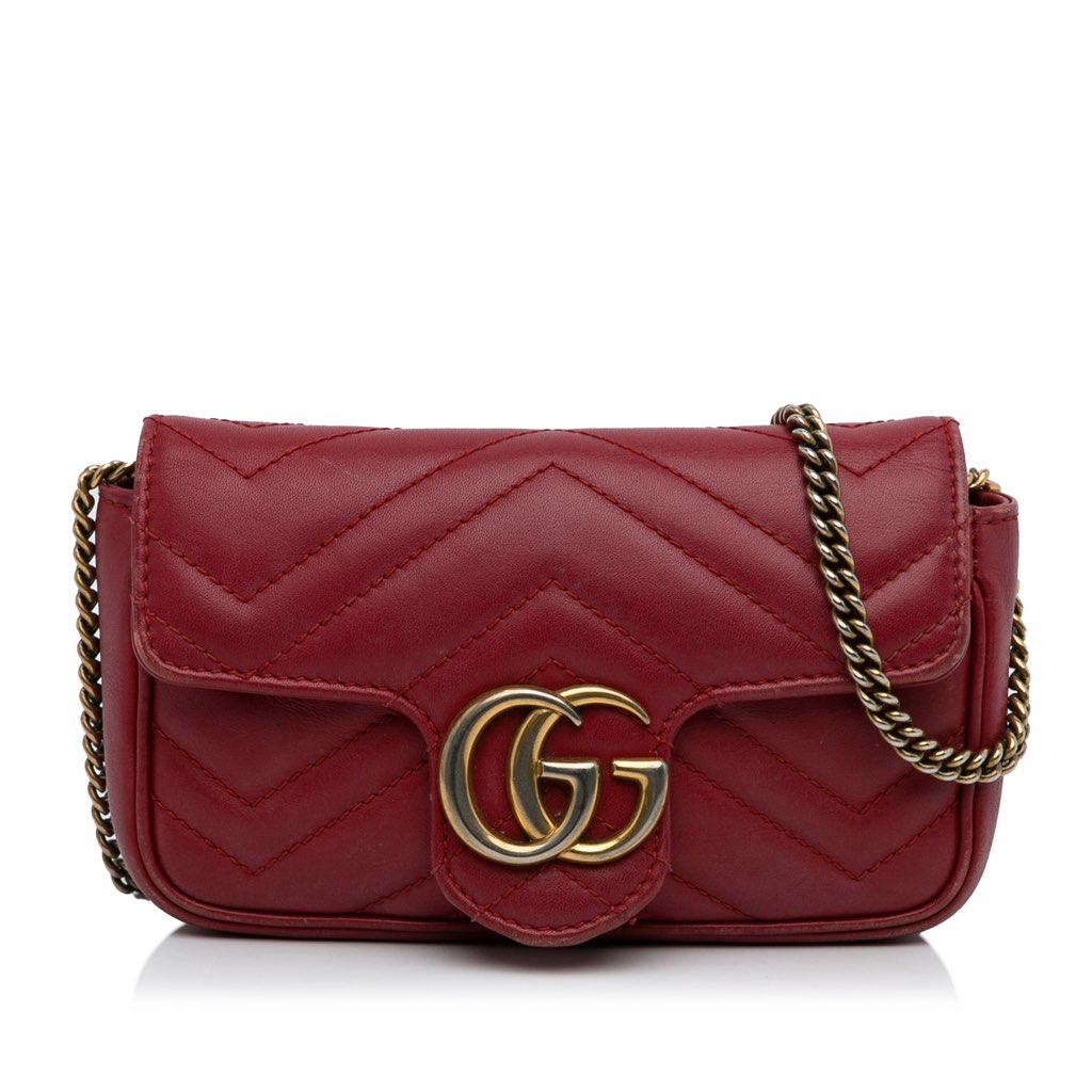 Gucci Super Mini GG Marmont Matelasse Leather Flap Crossbody