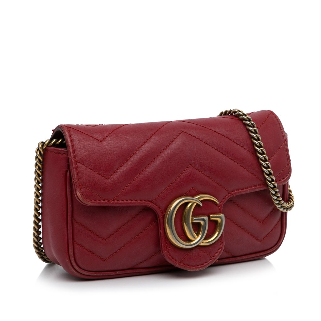Gucci Super Mini GG Marmont Matelasse Leather Flap Crossbody - Back view