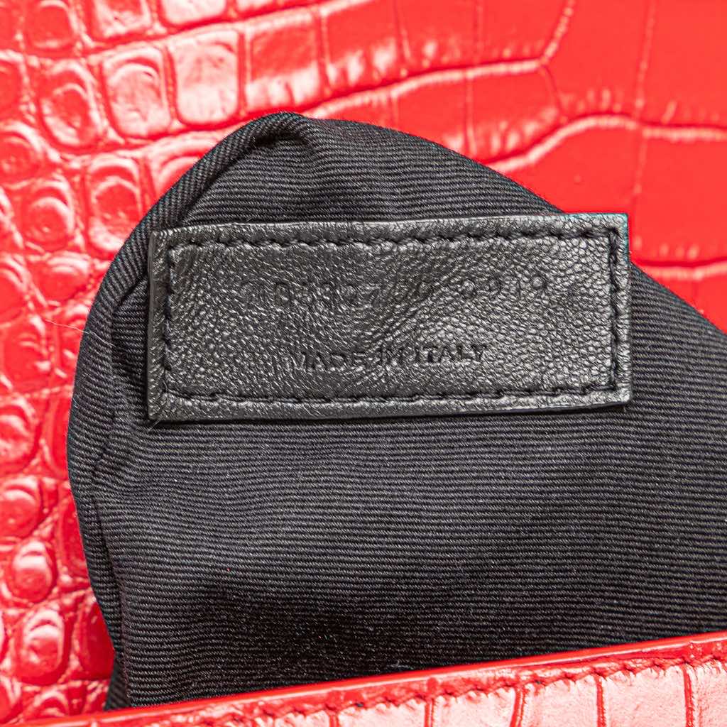 Saint Laurent Croc Embossed Leather Monogram Cassandra Clasp Bag - Detail 1