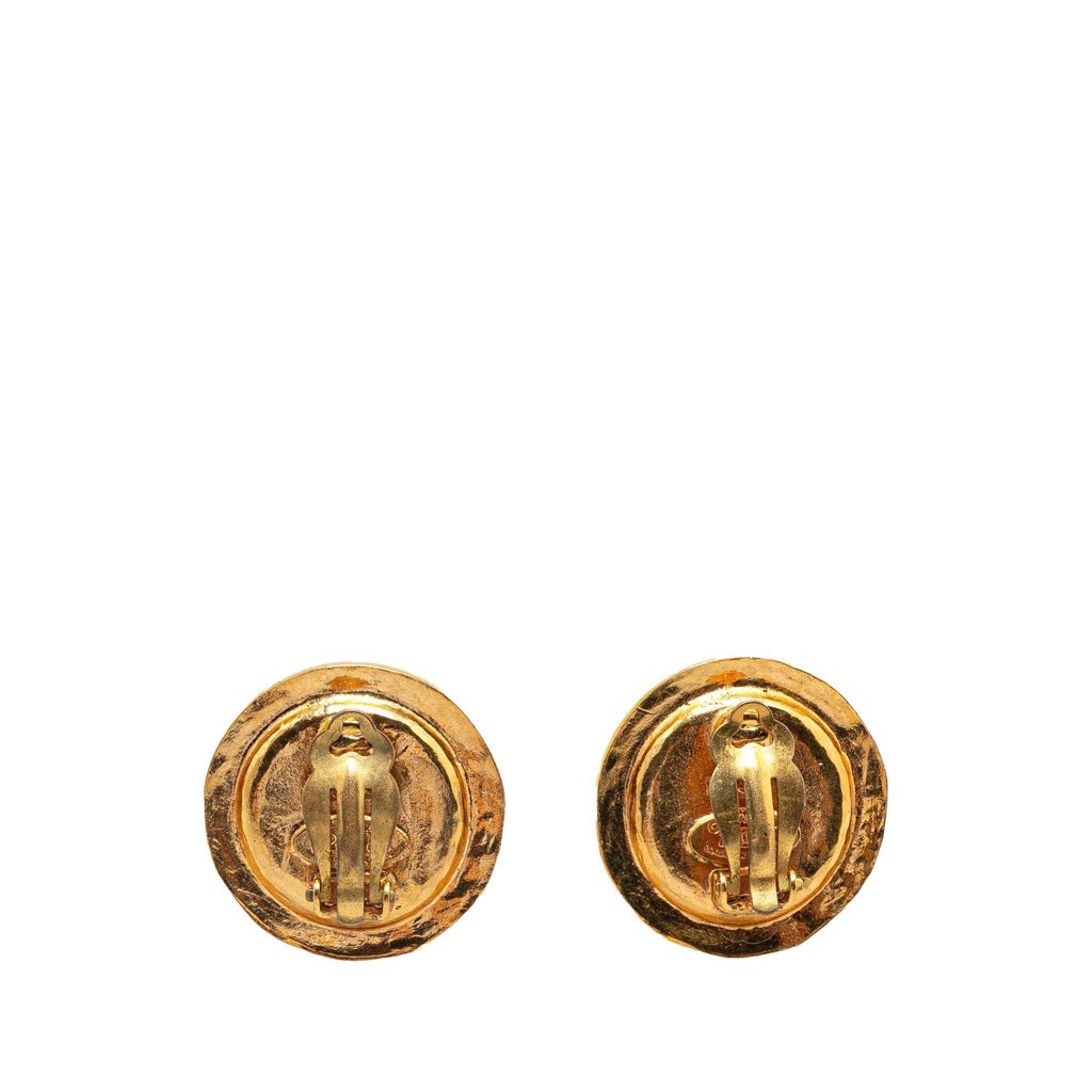 Chanel Gold Plated Poured Glass Clip on Earrings - 2