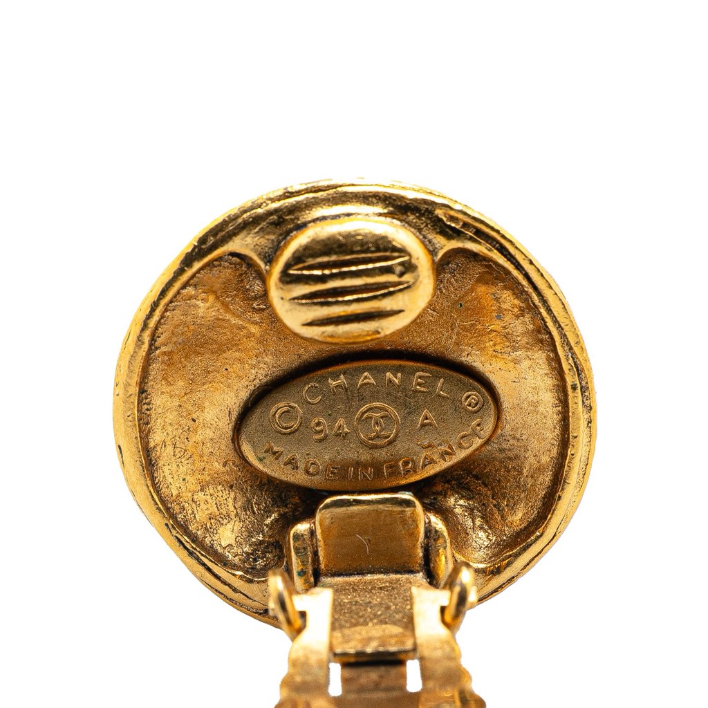 Chanel Gold Plated CC Round Clip On Earrings - Image 6