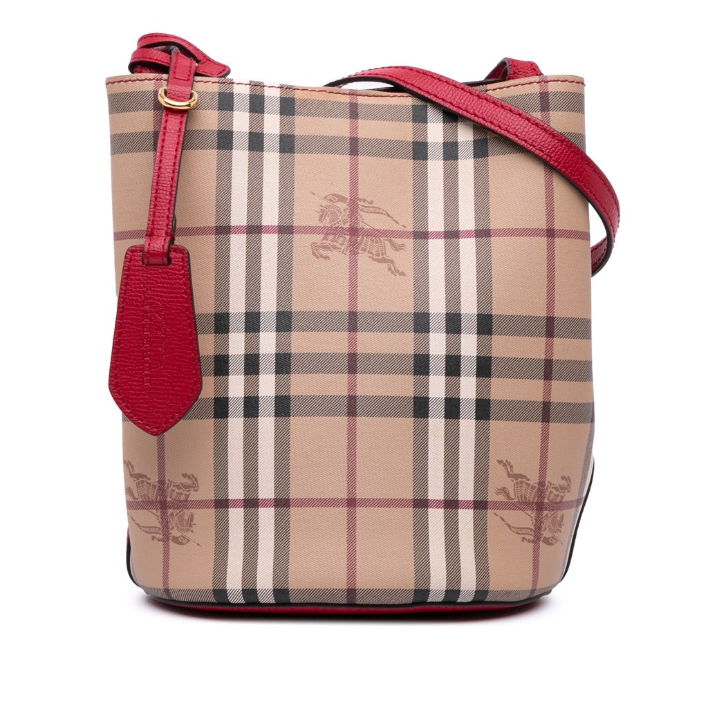 Burberry Haymarket Check Coated Canvas Lorne Bucket Bag