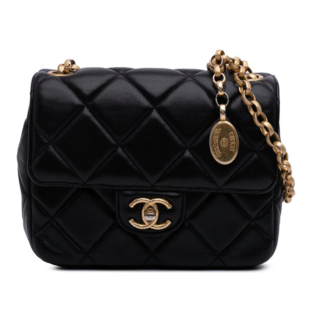 Chanel Mini Quilted Lambskin Bijoux Logo Chain Square Flap