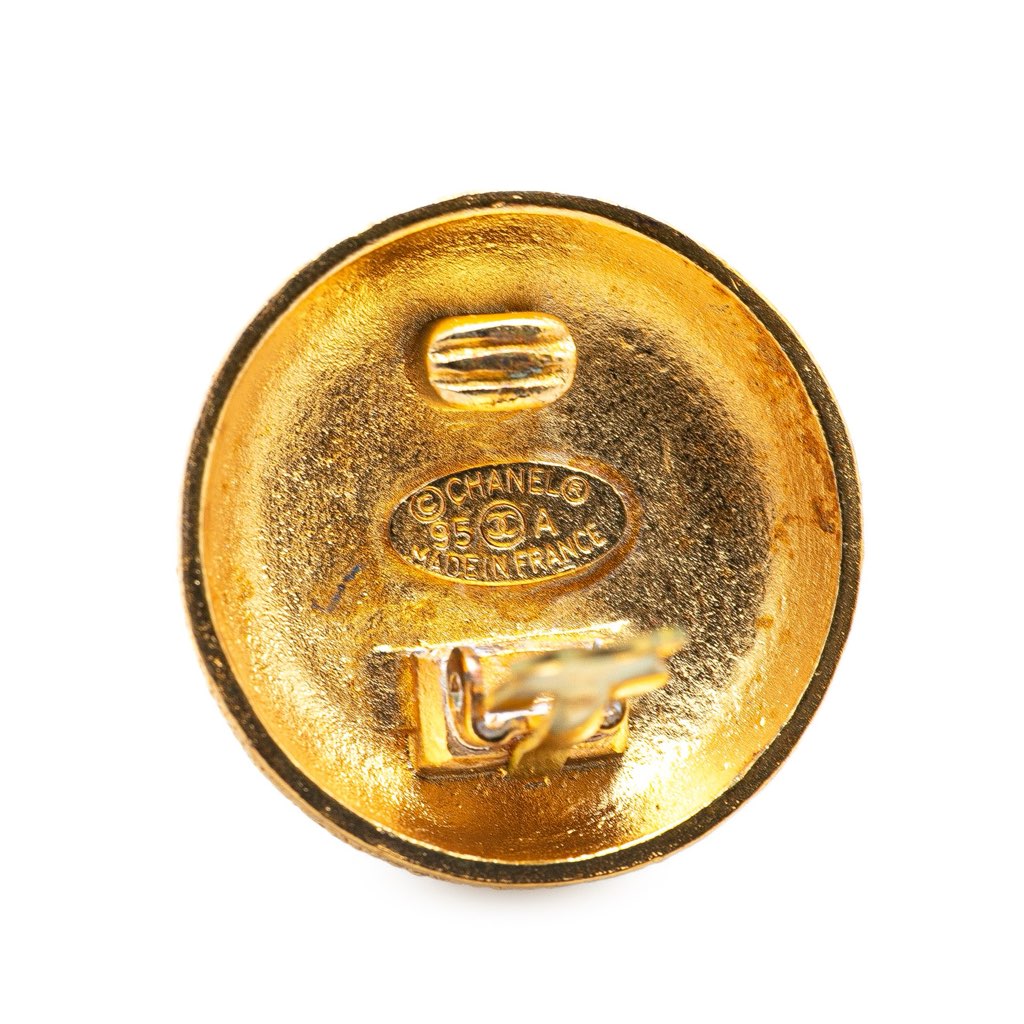 Chanel Gold Plated CC Round Clip on Earrings - 3