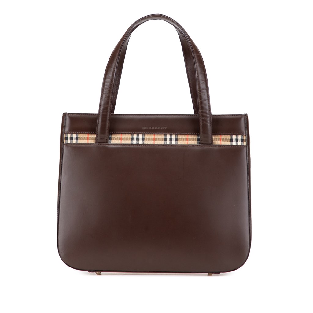 Burberry House Check Trimmed Leather Handbag