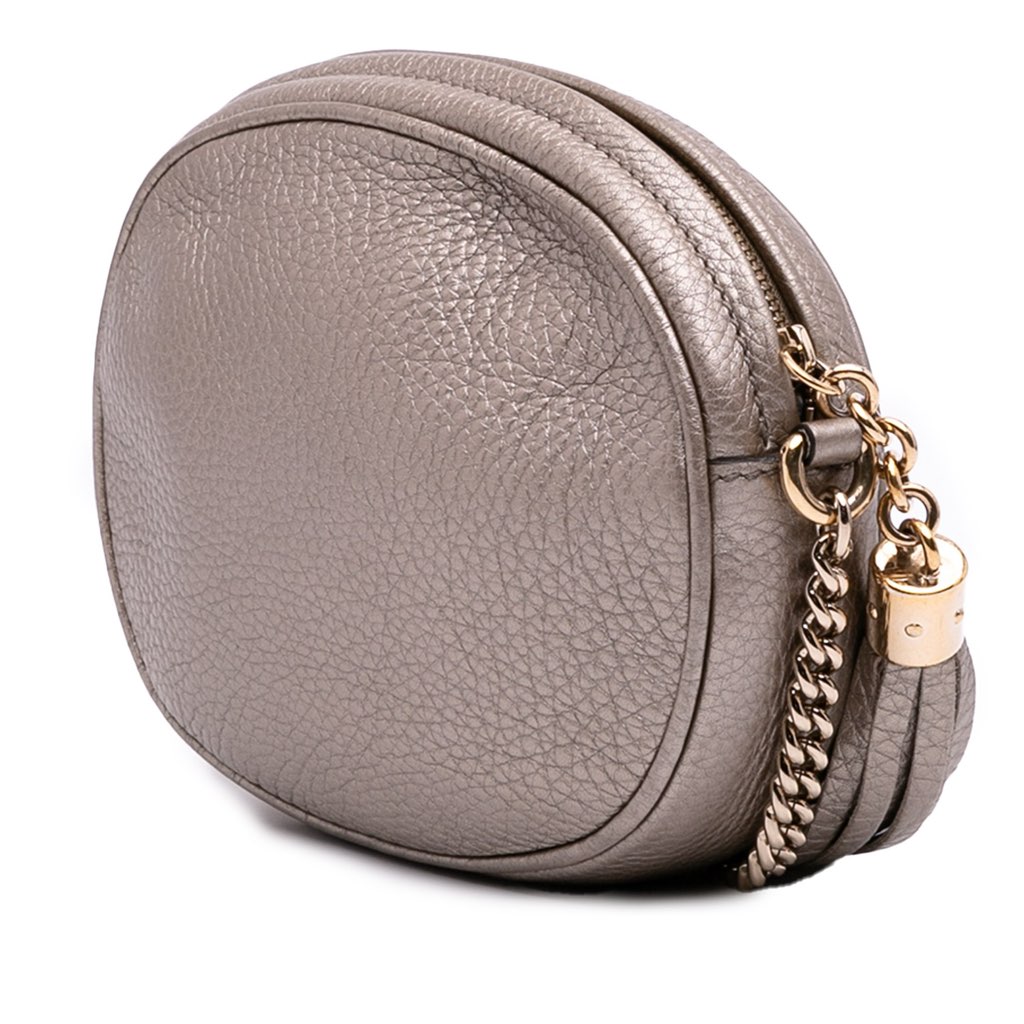 Gucci Mini Metallic Pebbled Calfskin Soho Chain Crossbody - 2
