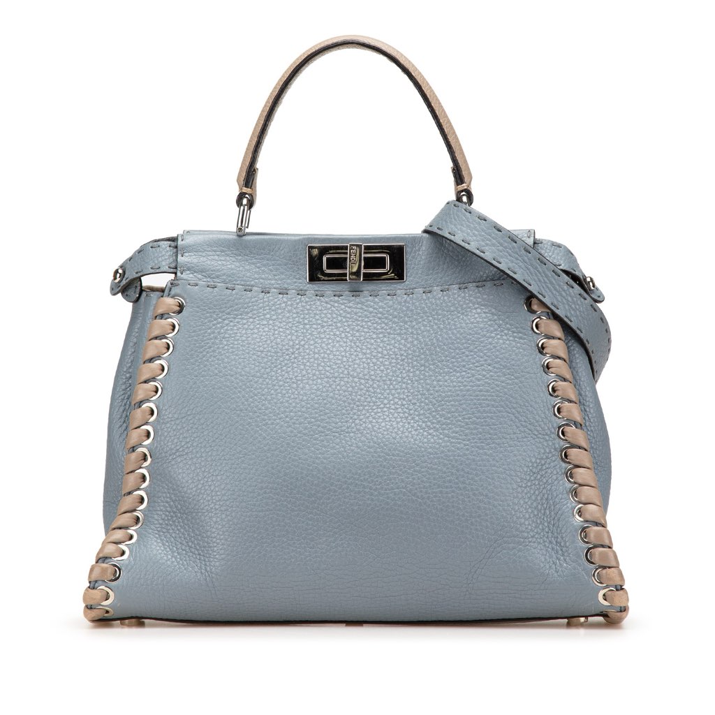 Fendi Medium Leather Whipstitch Peekaboo Satchel