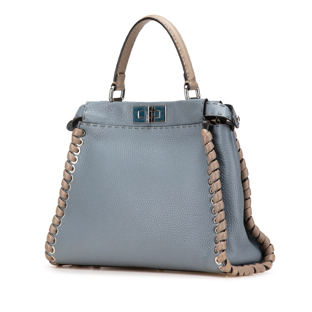 Fendi Medium Leather Whipstitch Peekaboo Satchel - 2